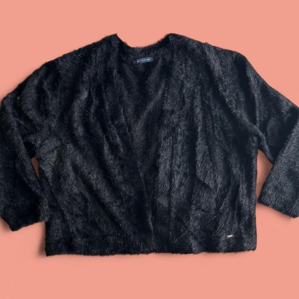 Tommy hilfiger black fuzzy cardigan